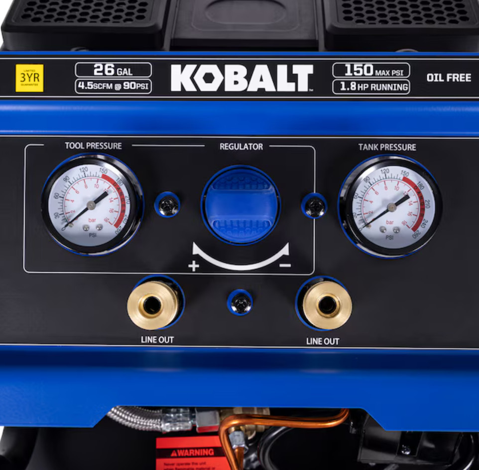 Kobalt QUIET TECH 26 Gallon 150 PSI Vertical Air Compressor Free Shipping