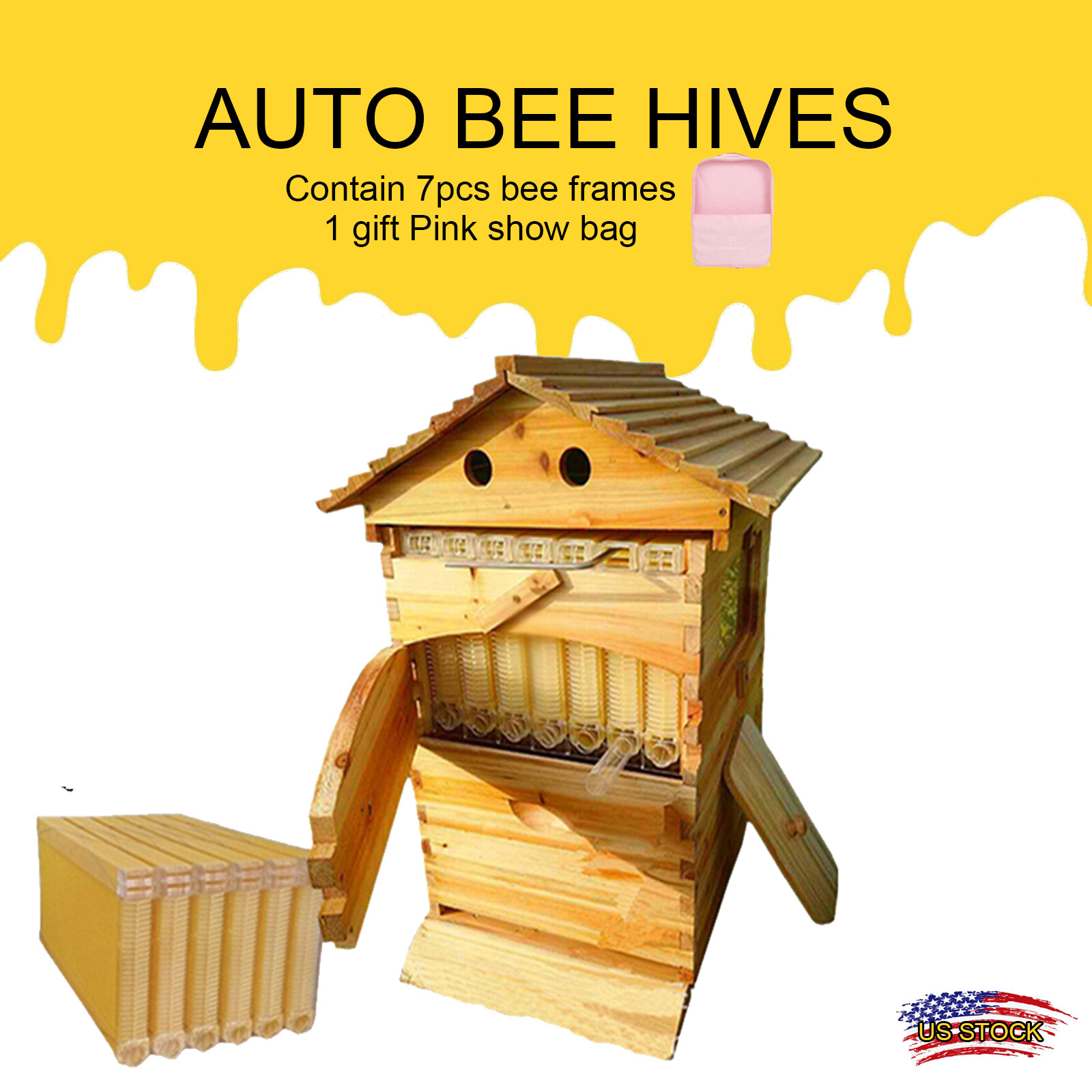 Auto Bee Hive Boxes Beehives+ 7x Bee Frames Honey Bee House Beekeeping Beekeeper