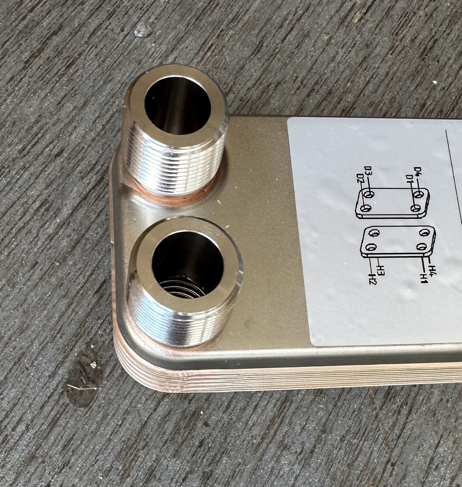 10- 60 Plate 3x8 Stainless Steel Brazed Plate Heat Exchanger with 3/4" MPT