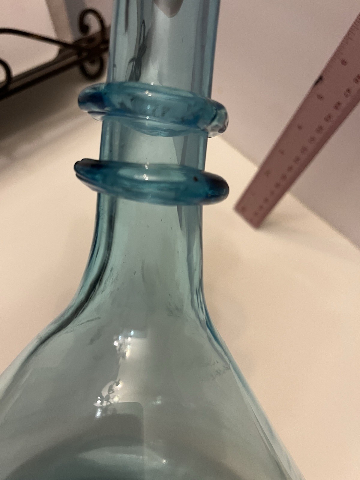 Vintage MCM Italian Aqua Empoli Glass Bottle 11x8 Without Stopper