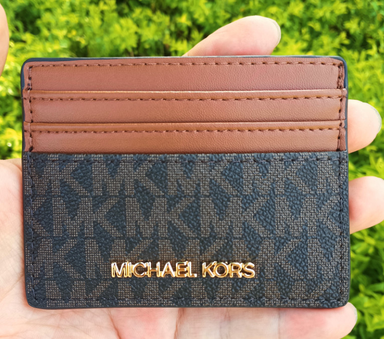 Michael Kors Jet Set Travel Card Holder Wallet Purse Brown Color