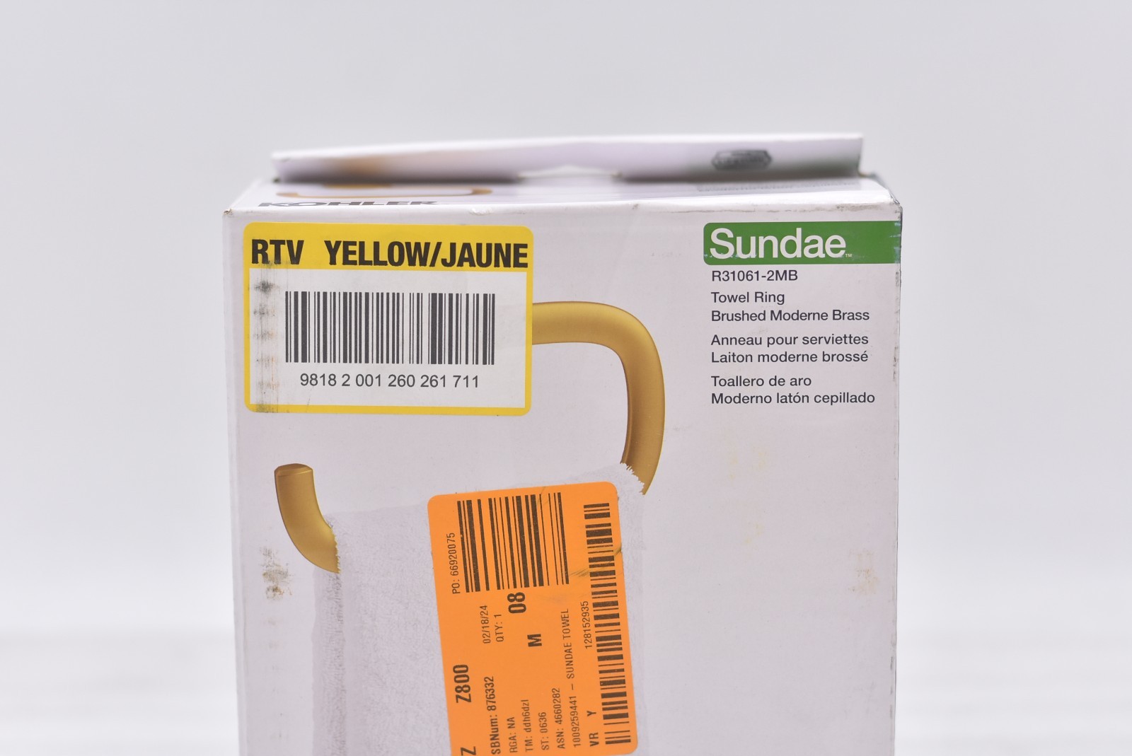 Kholer: Sundae Towel RIng - Brushed Moderne Brass