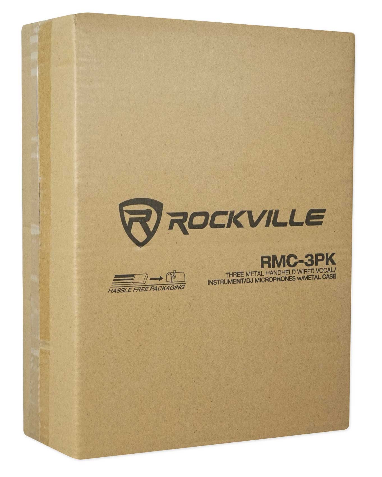 Rockville RMC-3PK 3 Pack Metal Wired Vocal/Instrument/DJ Microphones+Metal Case