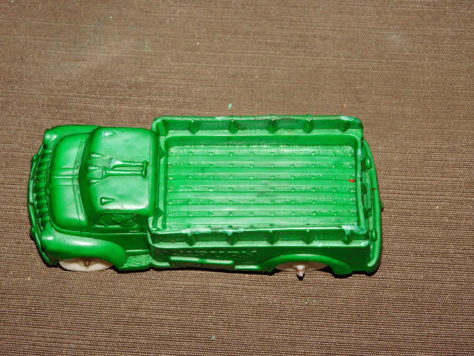 VINTAGE MADE IN USA TOY 5 3/4" LONG PLASTIC AUBURN GREEN TRUCK