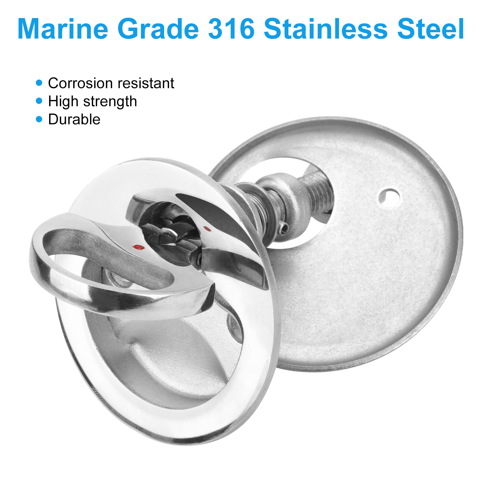 Boat Cam Latch, 316 Stainless Steel Marine Hatch Pull with Back Plate, Screws