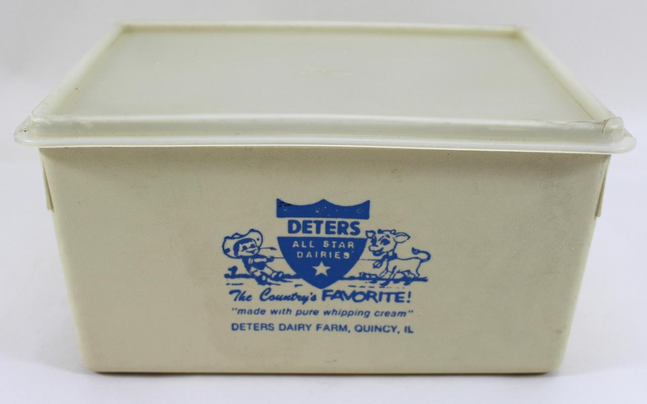 Vintage Deters Dairy Ice Cream Plastic Container ~ Quincy, IL ~ Eagle USA Made