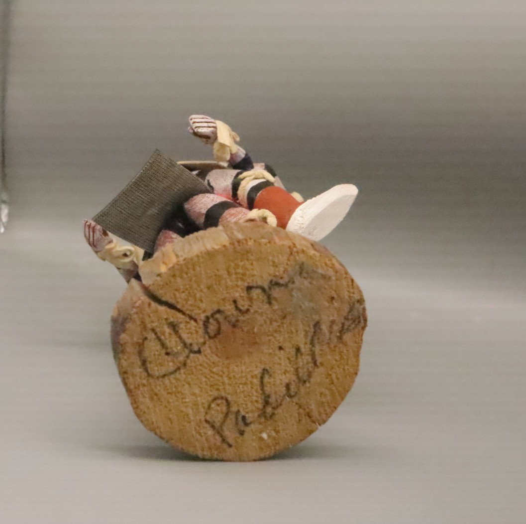 Signed Padilla Hopi Koshare Sacred Clowns Kachina Doll Carved Wood 8in Folk Art