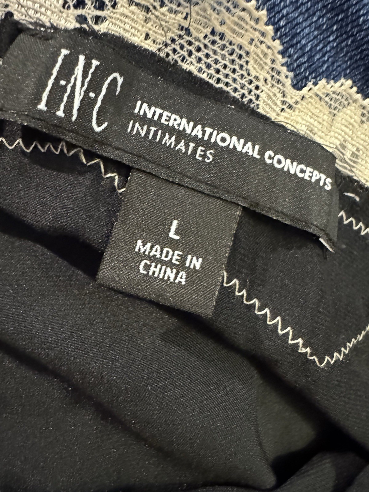 INC International Concepts Black Lace Trim Cami Top L Romantic Festival Fairy*