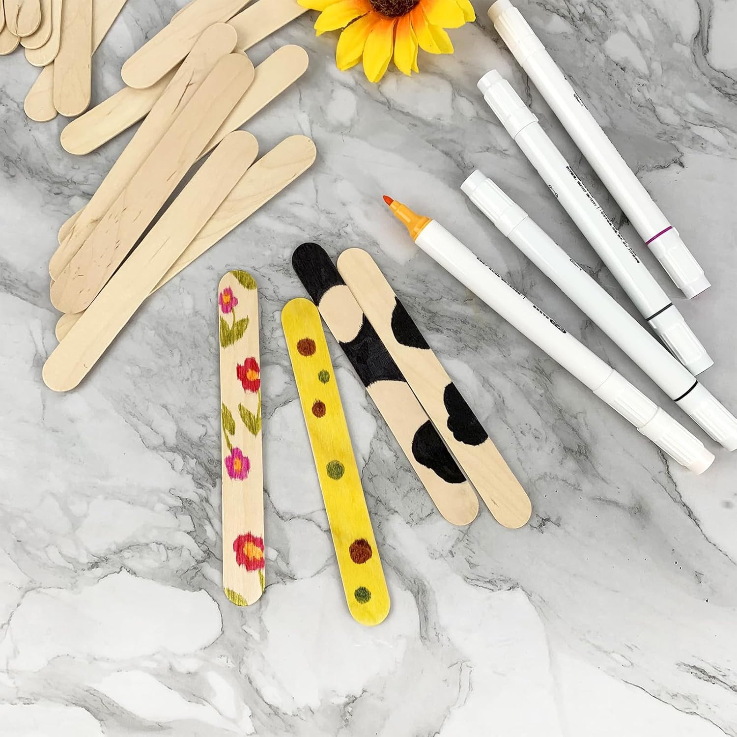 100Pcs Jumbo Wooden Craft Sticks Popsicle Stick 6” Long X 3/4”Wide Treat Ice Pop