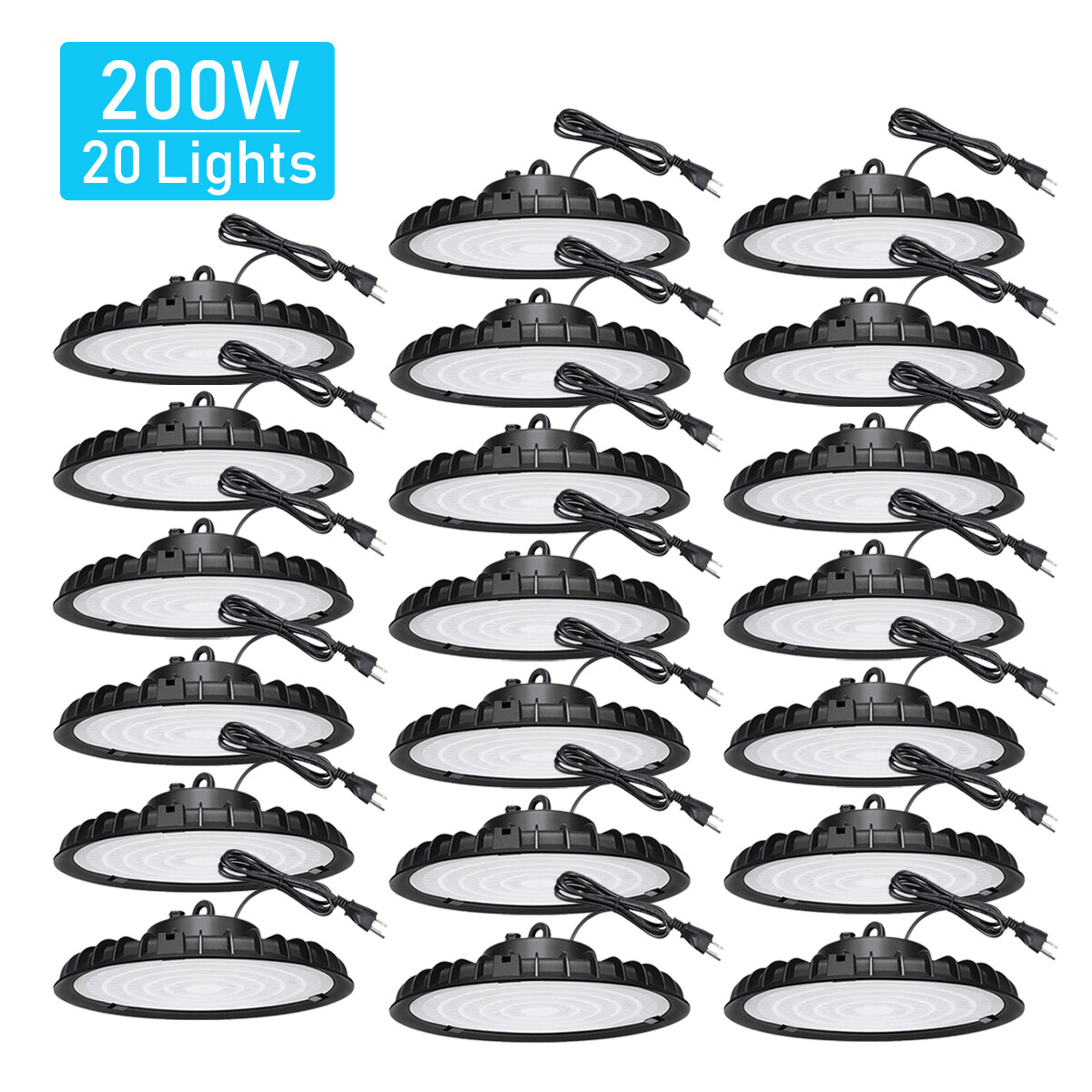 20Pcs 200W UFO Led High Bay Light Commercial Industrial Warehouse Gym Shop Light