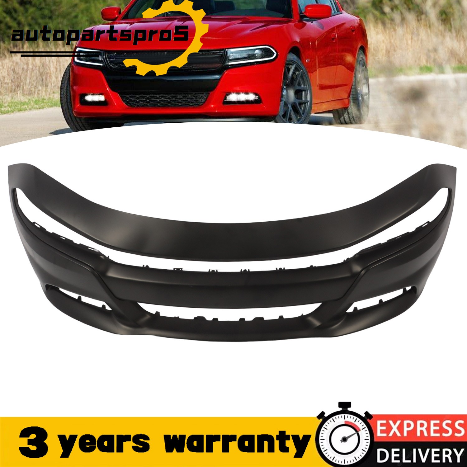 For 2015-2020 Dodge Charger SE RT SXT Primed Front Bumper Cover