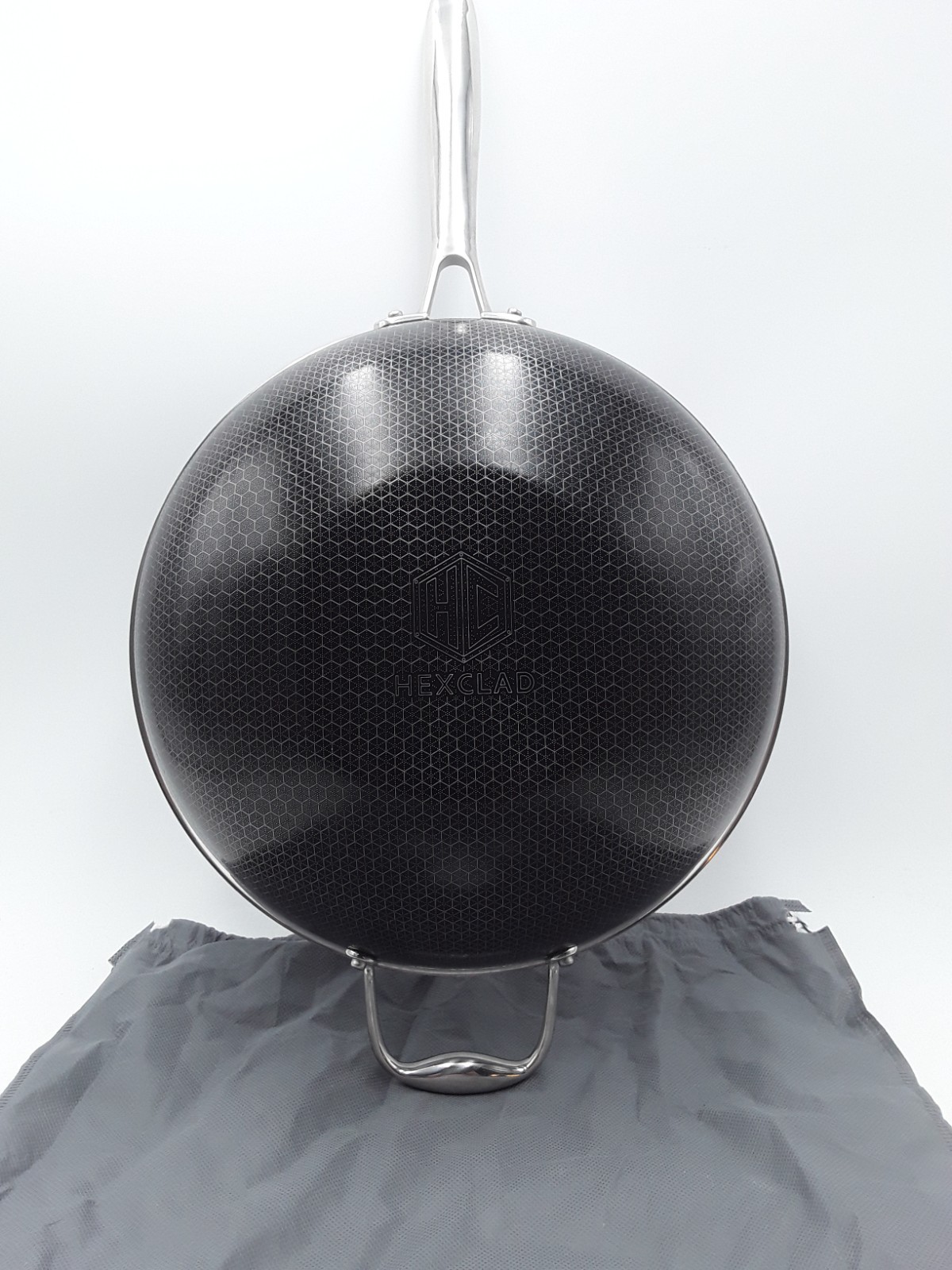 HexClad 12 Inch Hybrid Stainless Steel Wok Pan with Stay-Cool Handle No Lid