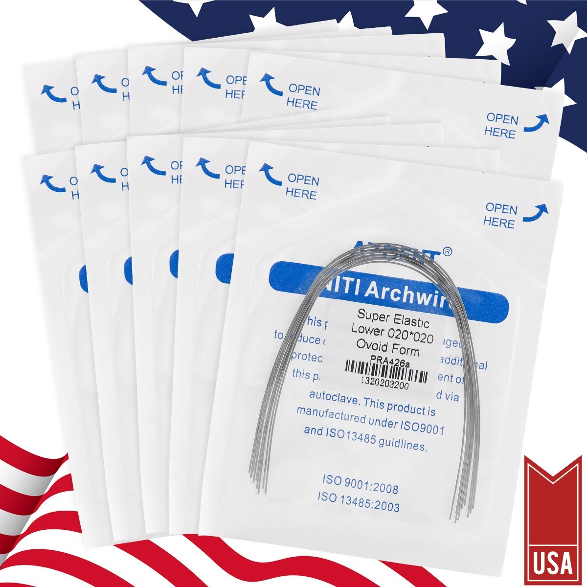 AZDENT Dental Orthodontic Arch Wire Super Elastic NiTi Ovoid Round Rectangular