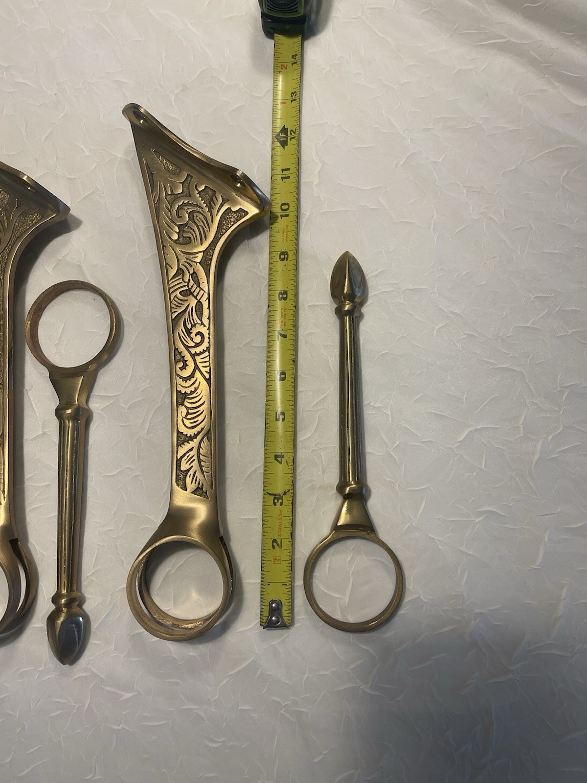 Set Of 3 Swing Arm Cast Solid Brass Bar Foot Rails, 2 inches