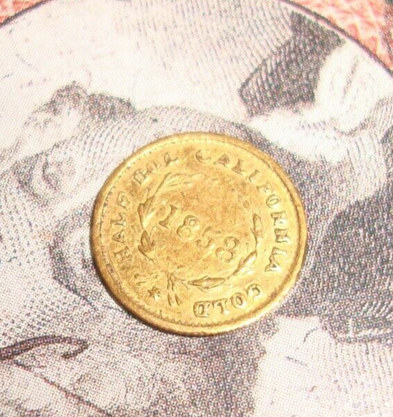 California Small Denomination GOLD 1853 Liberty Head Gold Half Dollar-Round DOL.
