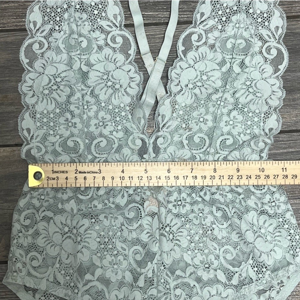NWT Free People X HAH Comin in Haht Lace Bodysuit lingerie Top XS Something Blue