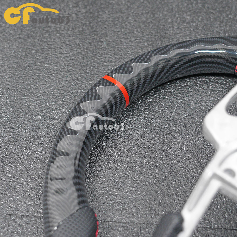 HYDRO DIP Carbon Fiber Steering Wheel Fit For 2018-2023 Ford Mustang GT Red Line