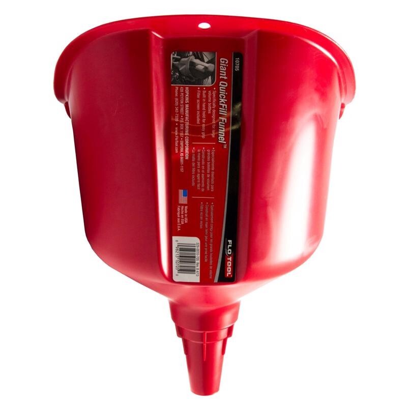 FloTools Giant QuickFill Red Plastic 12.5 " Funnel Ideal For Large Container 1pc