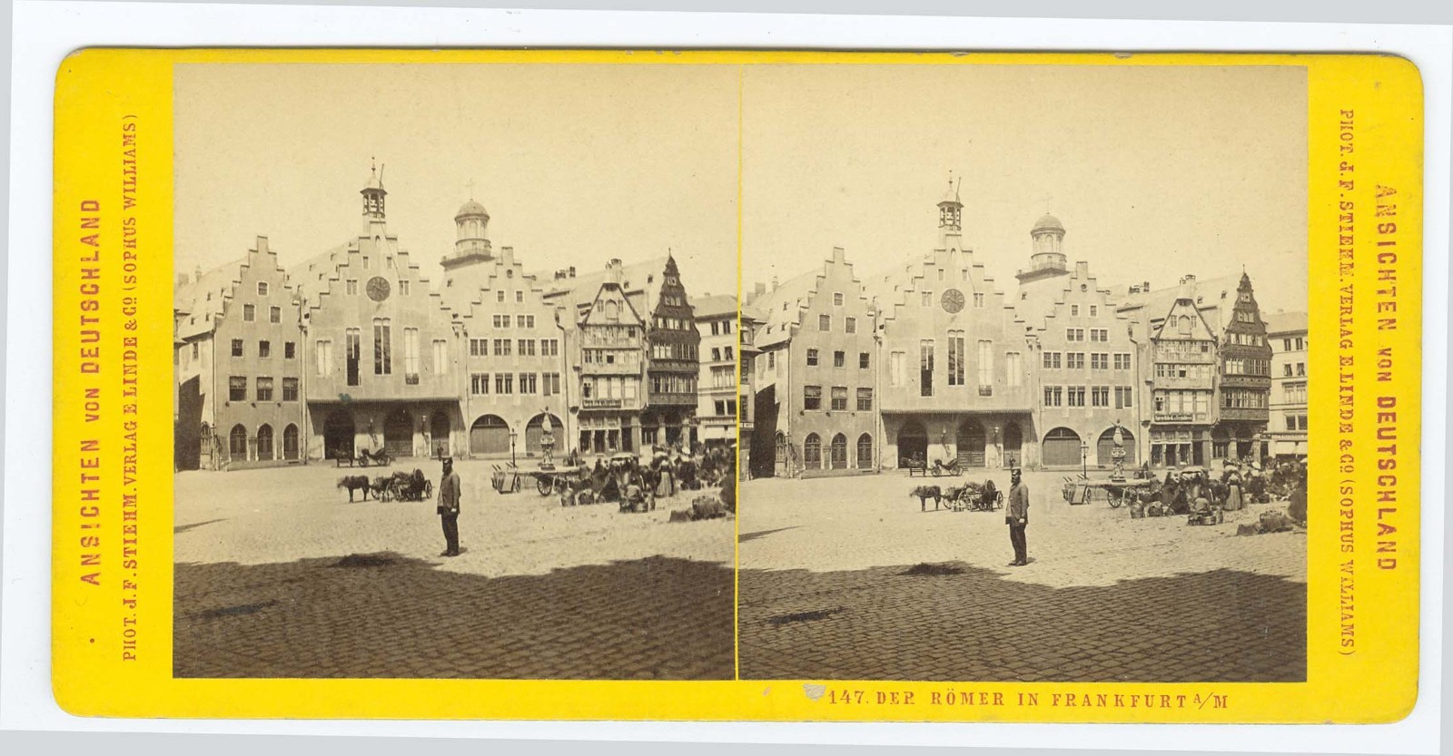 G2144~ GERMANY – Der Romer Frankfurt c.1870s Stereoview – J. Stiehm