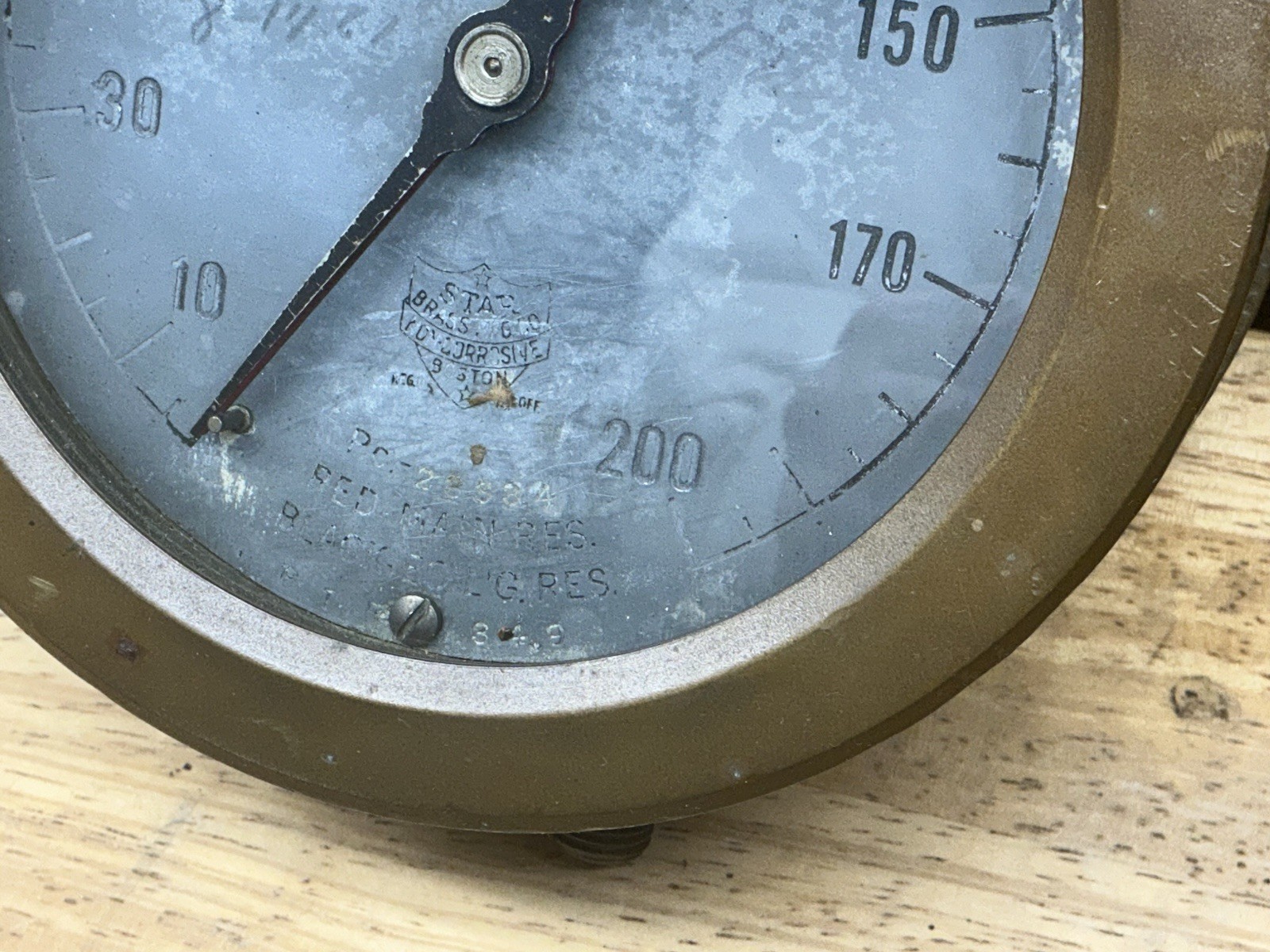 Westinghouse Steam Pressure Gauge 6” Diameter Dual Needles Solid Brass Case