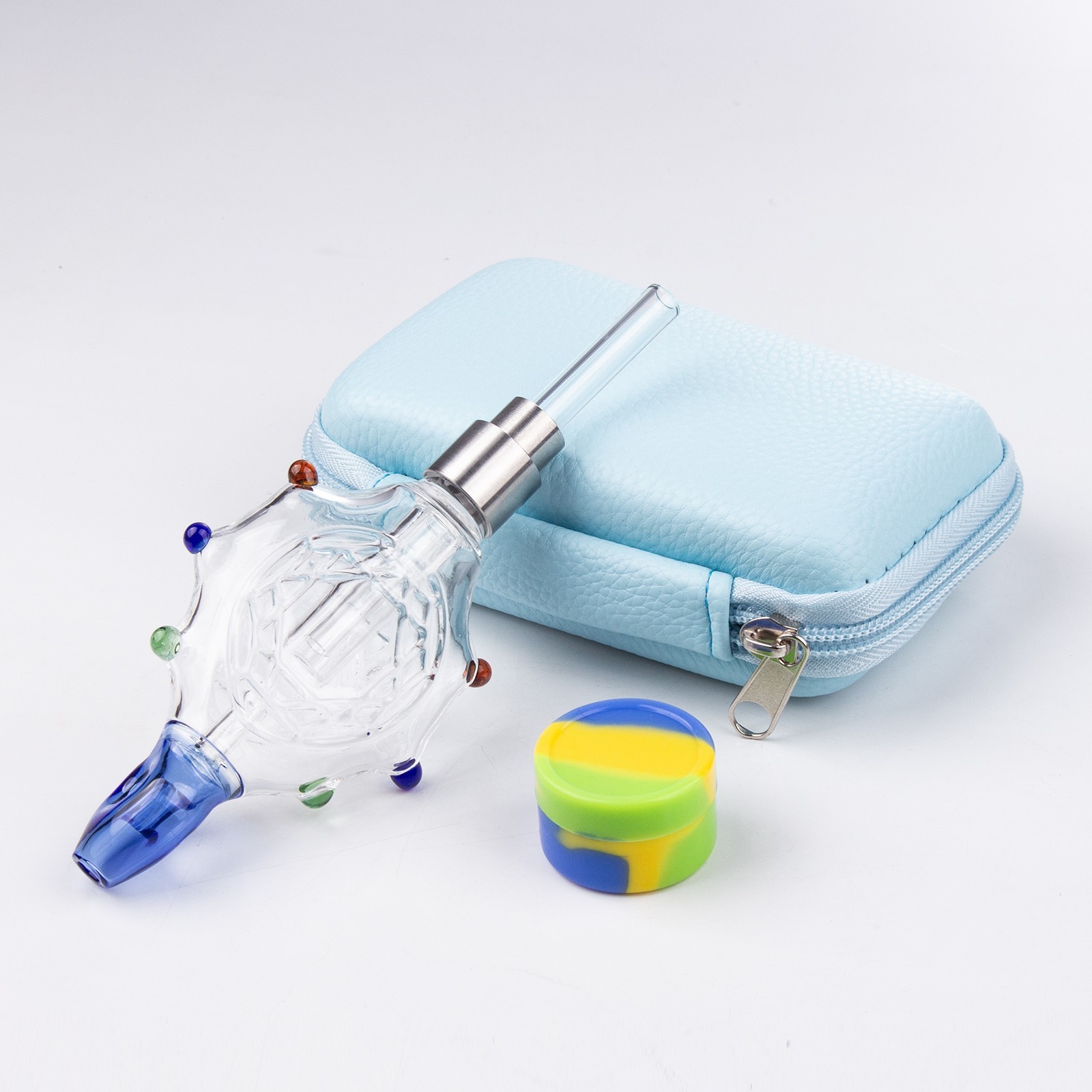 Turtle Style Glass Water Smoking Pipes Collectible Mini Bongs Quartz Nail Bag