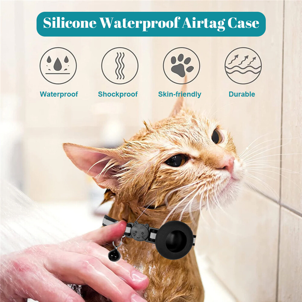 Pet Collar with Bell for Small Dogs and Cats Apple AirTag Case Cover Anti-Lost