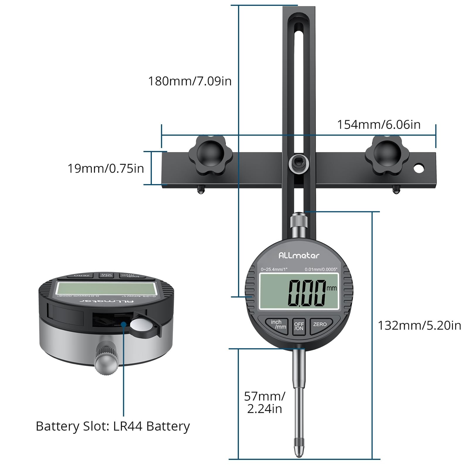 Digital Table Saw Gauge | Straight-Through Chute Design | 0.01mm Precision Di...