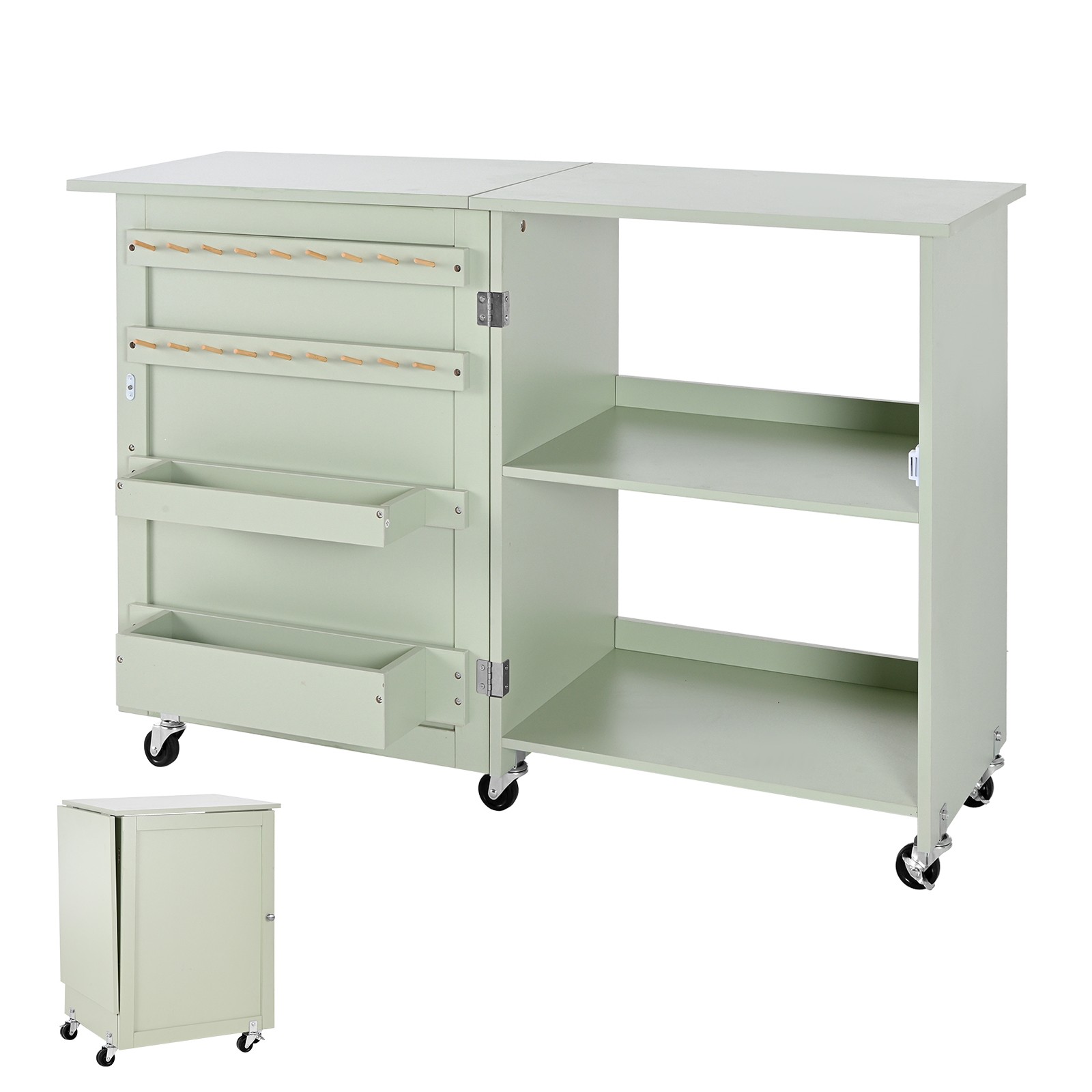 Uimoso Folding Multipurpose Sewing Table with Compact Design, Light Green