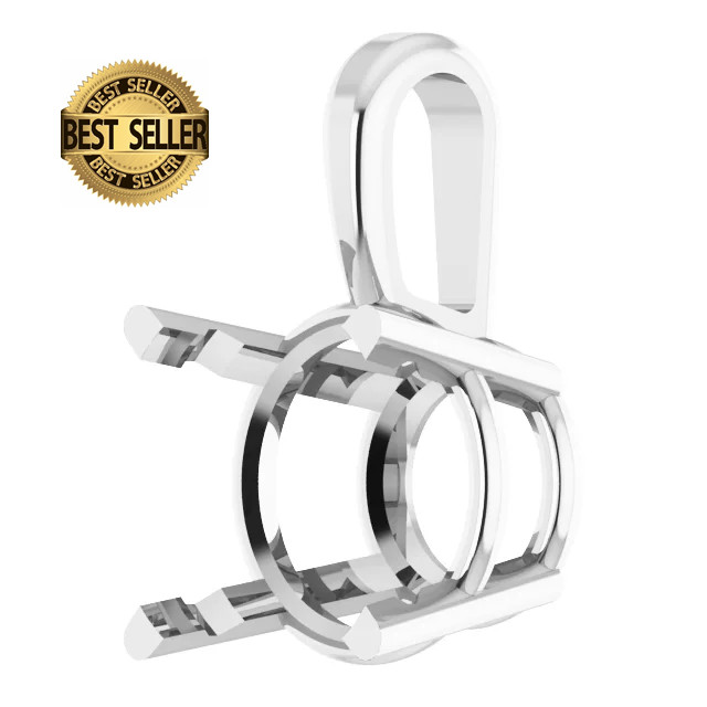 14K Gold Round Pre-Notched Pendant Basket Setting 3mm-10.5mm