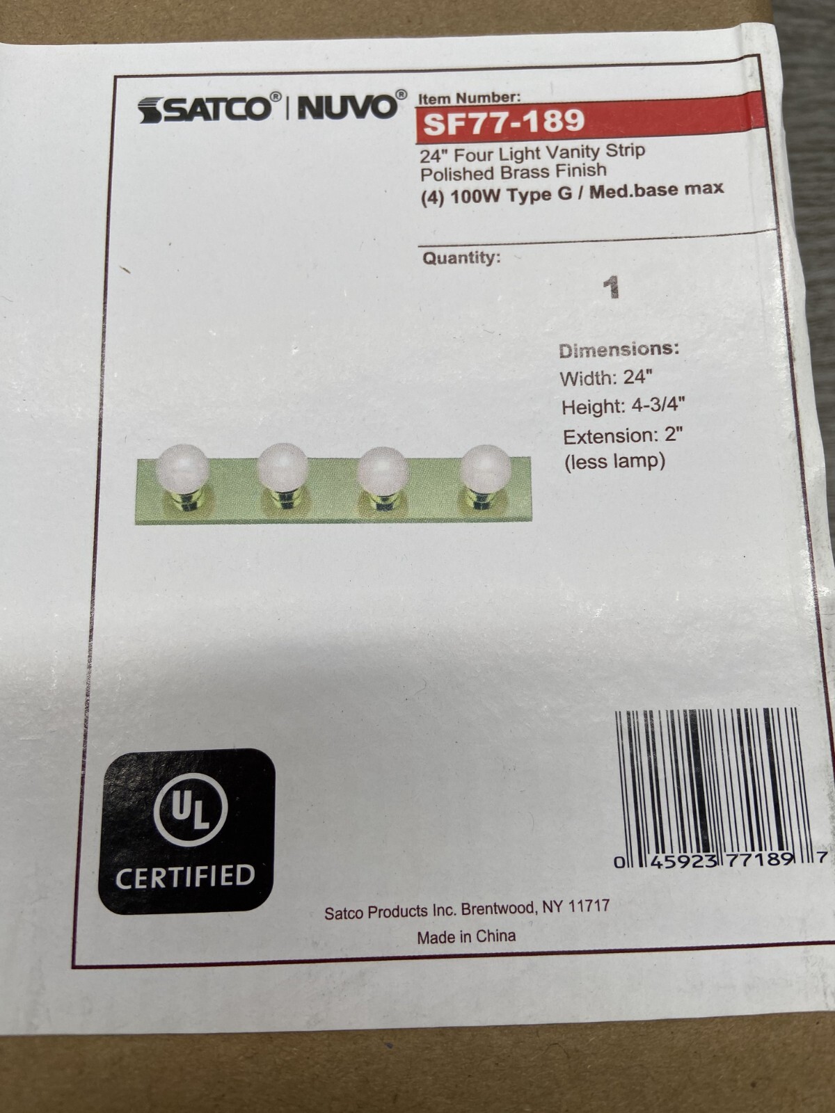 Nuvo SF77/189 Four Light Vanity, 24 in.