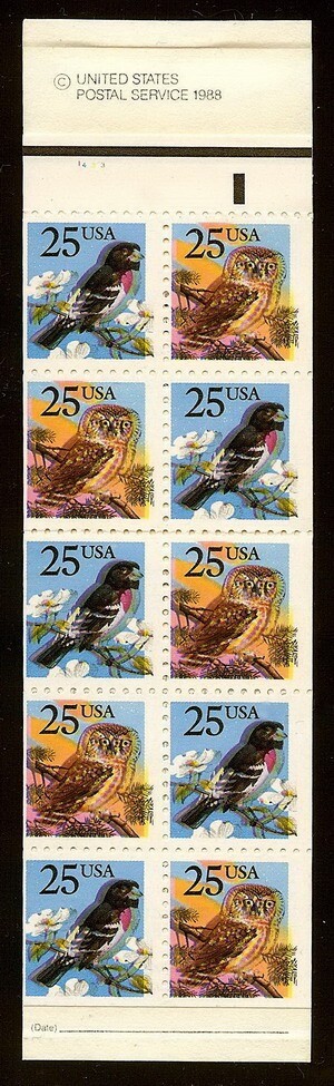 2285b Huge Multiple Color Shift Error / EFO Complete Booklet "Birds & Owls" MNH