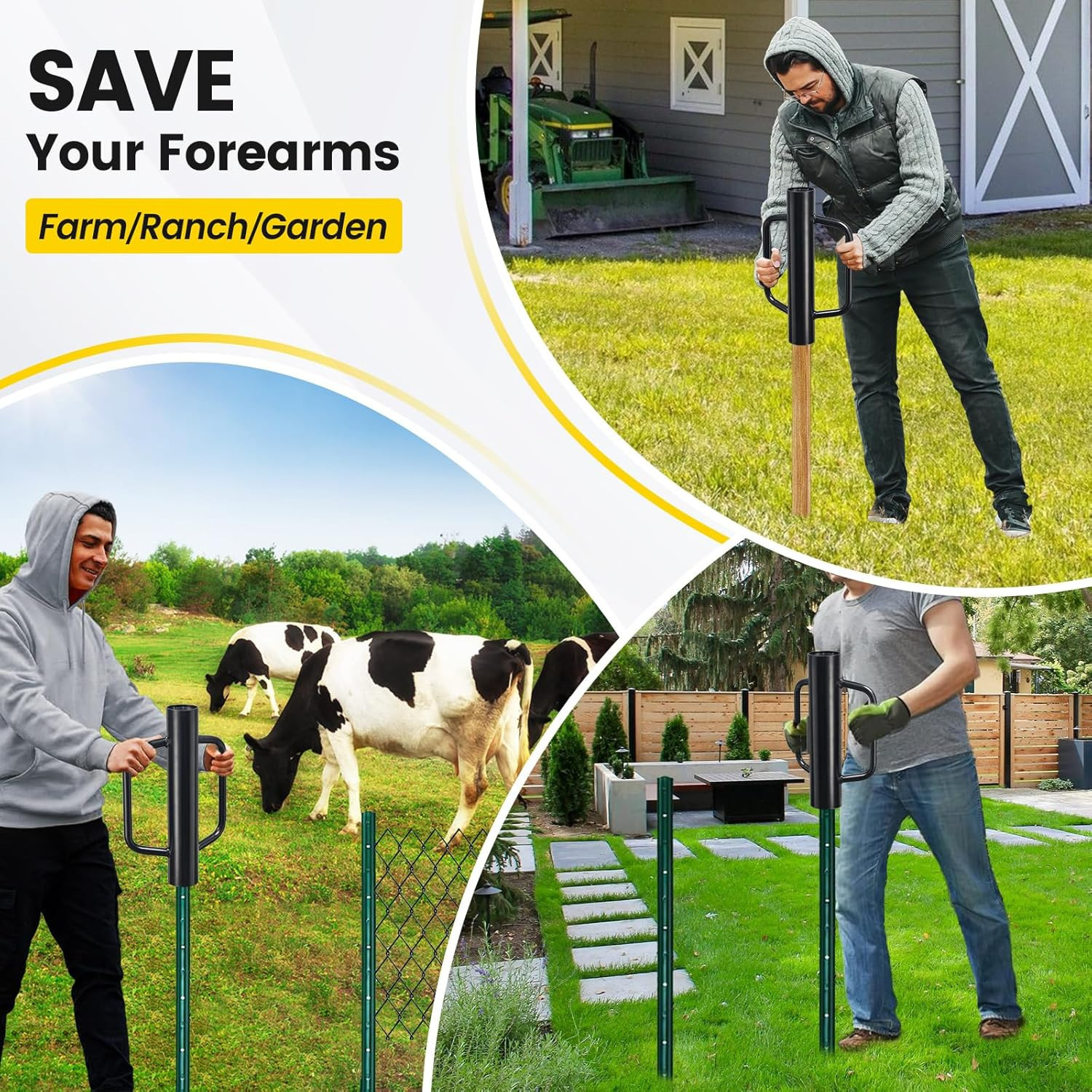 T Post Driver Heavy Duty Fence wood steel Post Driver 17" long 2.7" dia Pounder