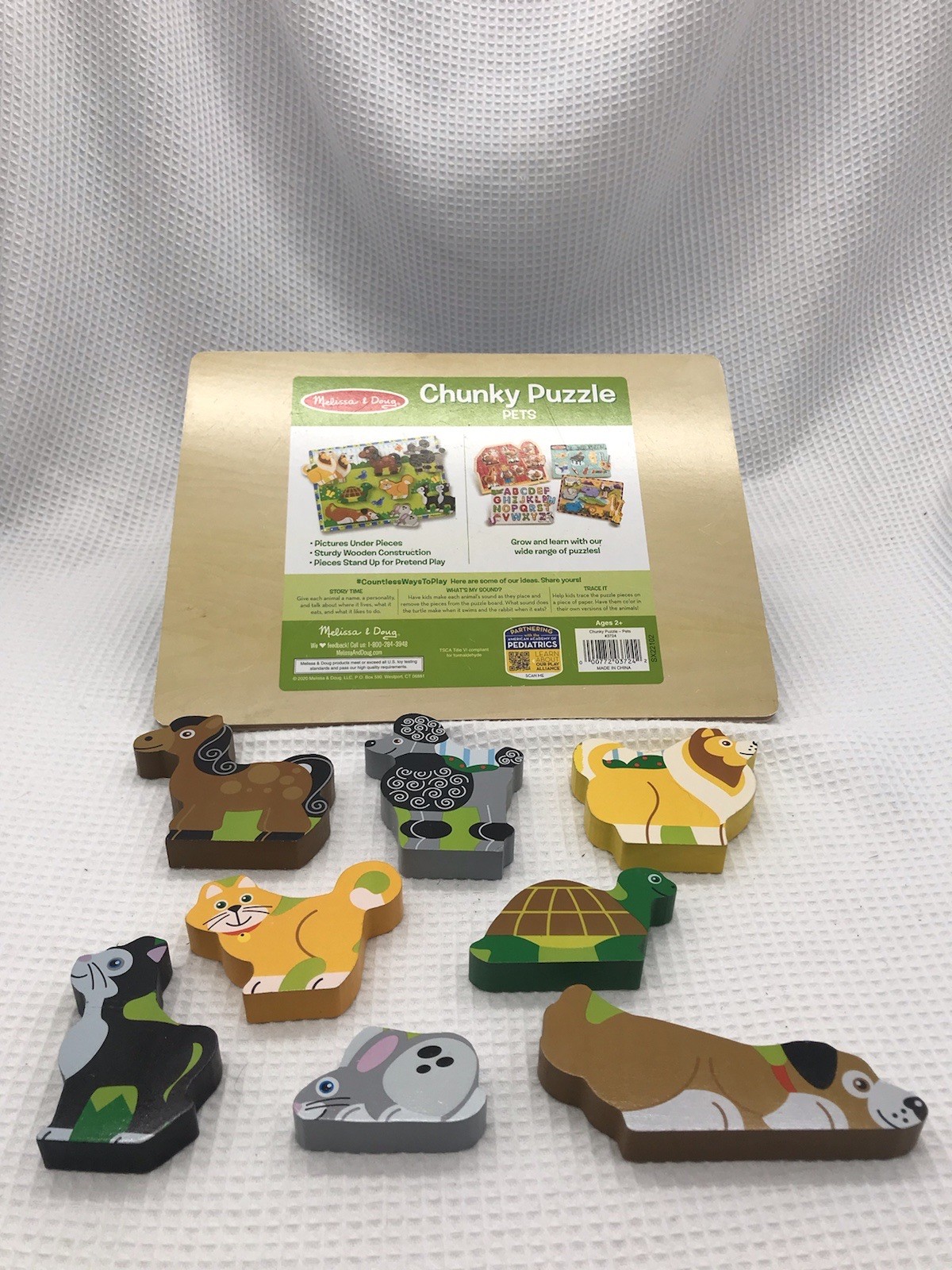 Wooden Chunky Peg Puzzle Lot 4 Melissa & Doug Zoo Farm Animals Pets Dinosaurs￼￼