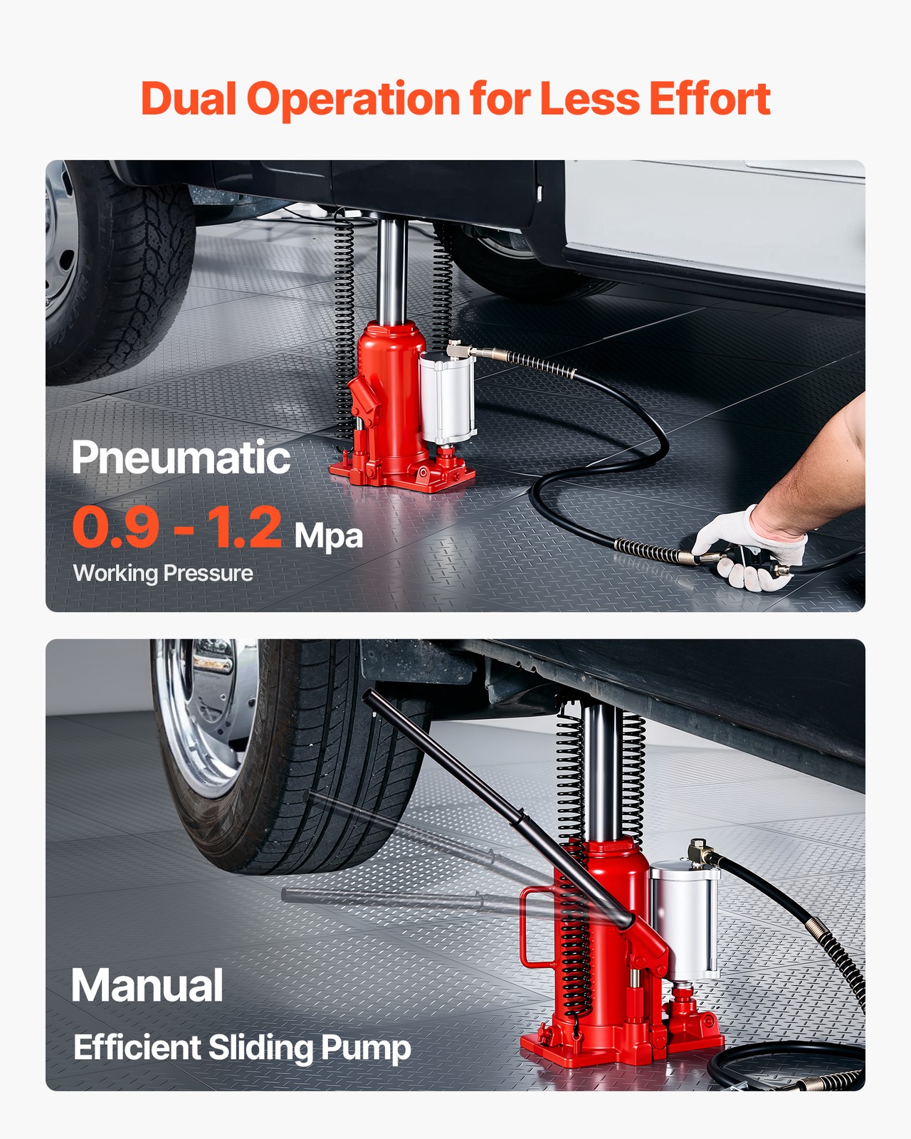 VEVOR Air Hydraulic Bottle Jack High Lift Jack 20 Ton (44092 lbs) Car Repair Red