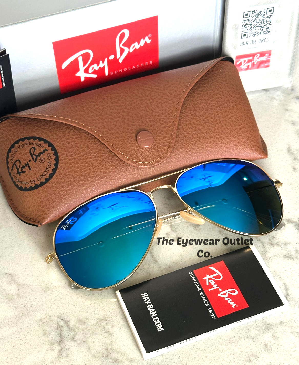 Store Display Rayban Aviator Blue Mirror RB3025 Standard 58 /Large 62 Men Women