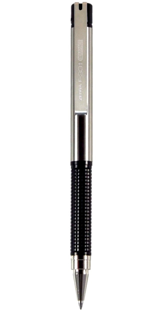 5 Zebra F301 Compact Capped Ballpoint Stainless Steel Pen Fine Point