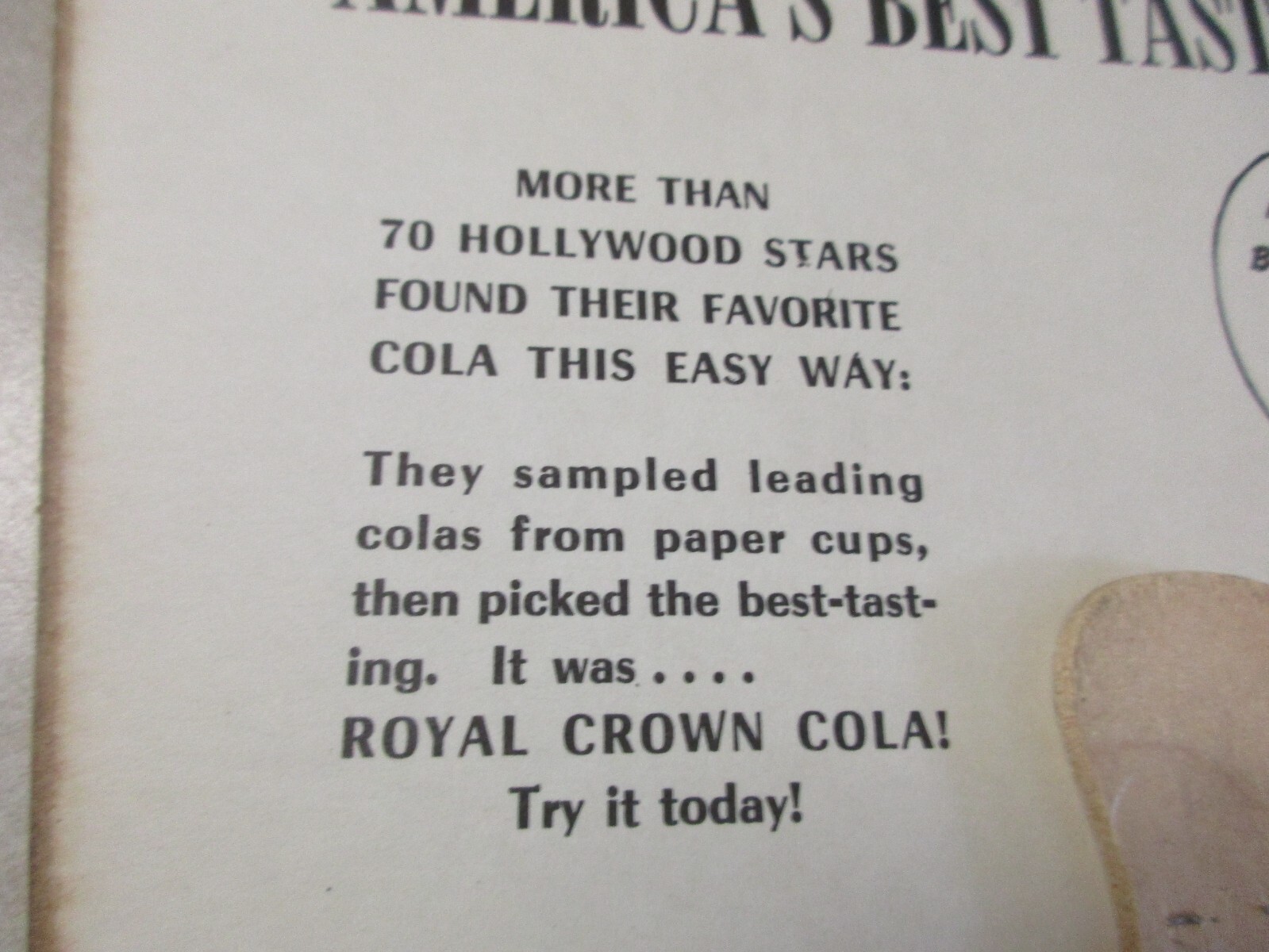 Shirley Temple Royal Crown Cola advertising hand held fan Reproduction EUC