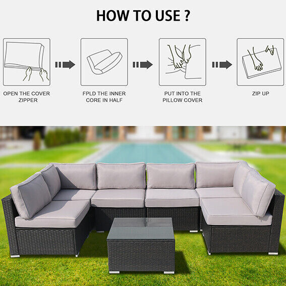 14 Pcs Outdoor Patio Chair Cushion Covers Set Replacement Furniture Slipcover