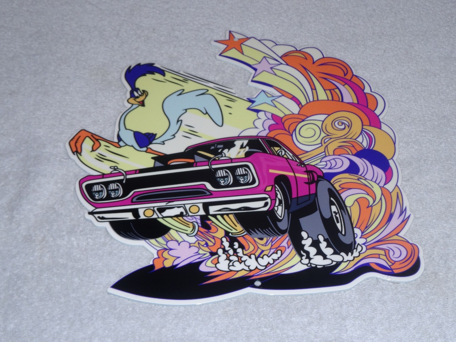 VINTAGE DODGE MOPAR ROAD RUNNER DIECUT 12" METAL ROADRUNNER CAR ADVERTISING SIGN