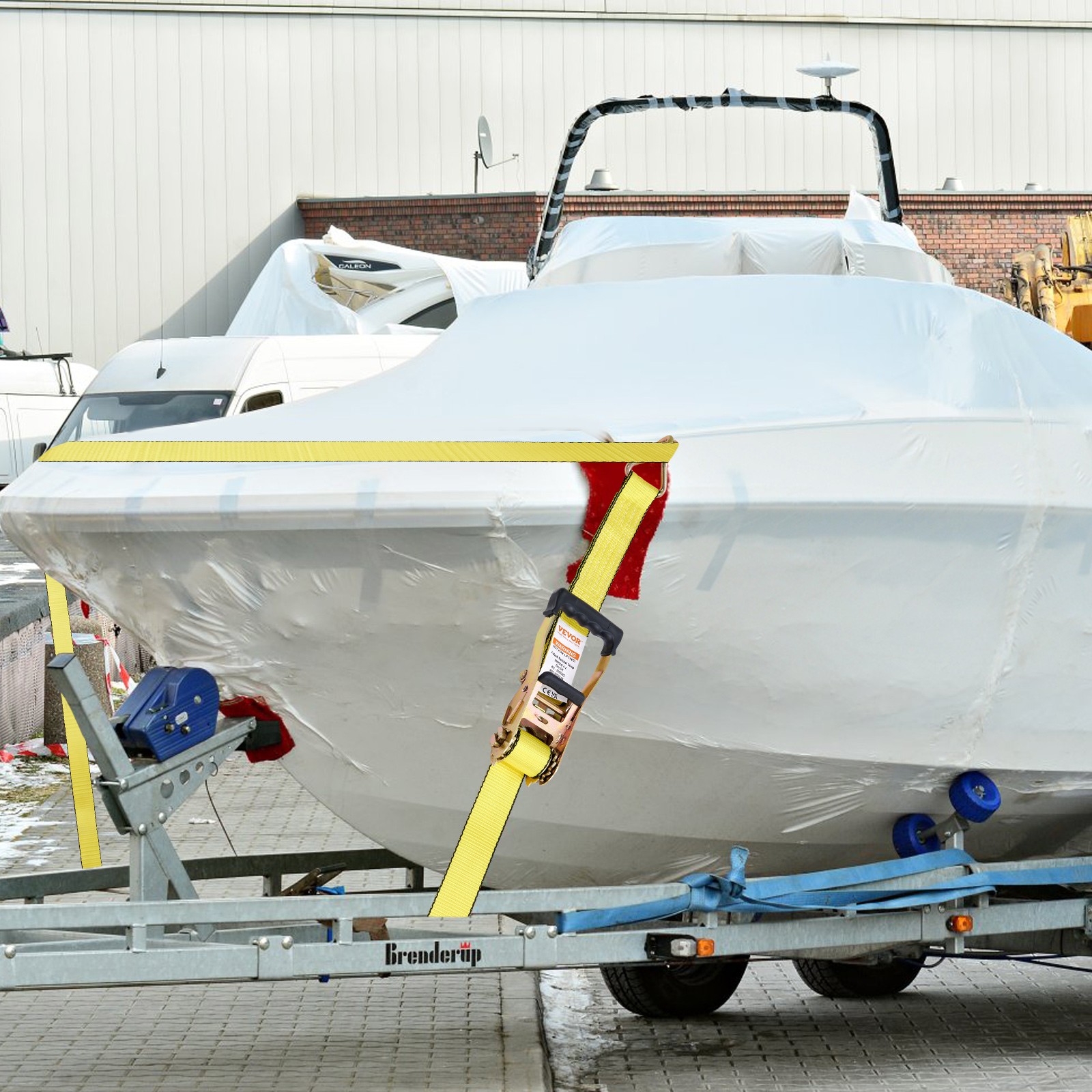 VEVOR 4 Pack Ratchet Tie Down Straps 5000 lbs 2" x 15' Heavy Duty Double J Hook