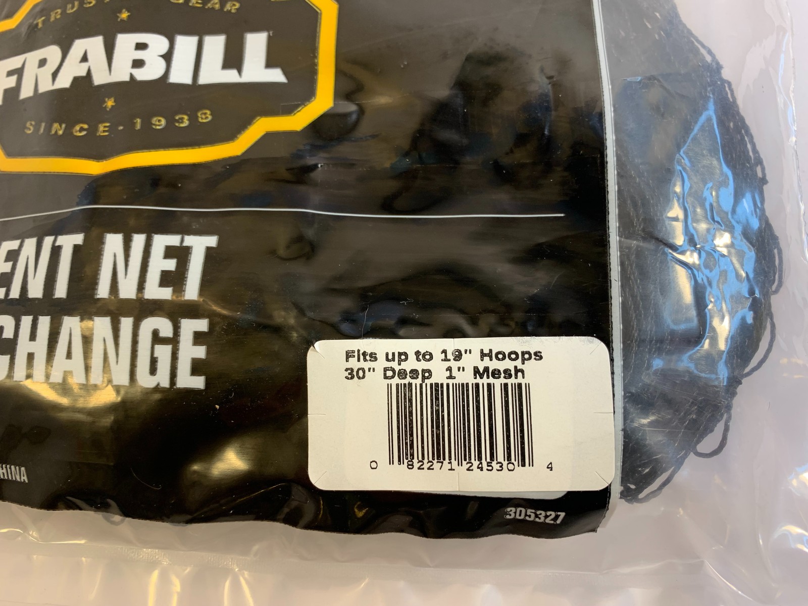 Frabill Replacement Fishing Net 30" Deep 1" Mesh Fits Up To 19" Hoops 305327