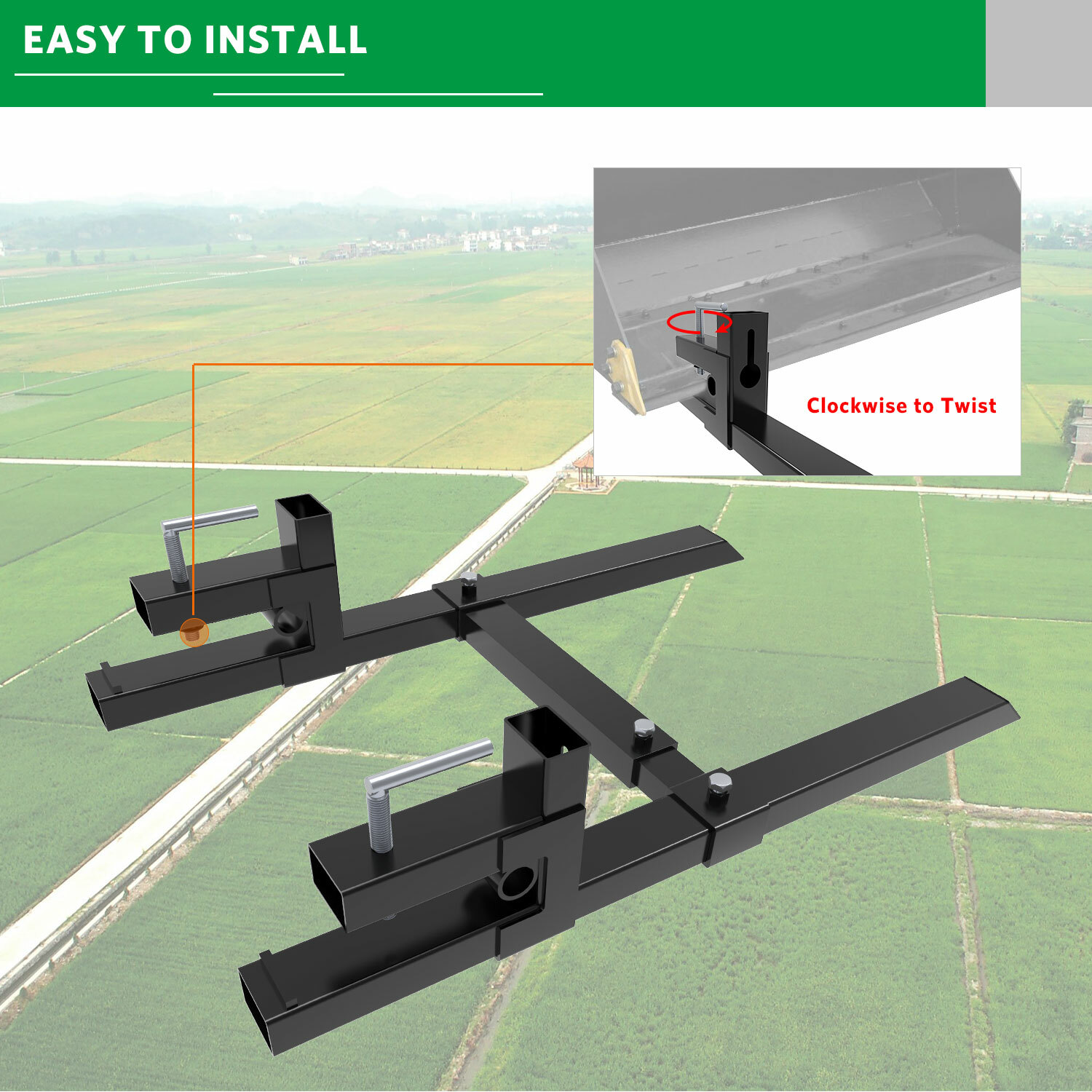 60" Clamp on Pallet Forks 2000lbs w/ Bar for Loader Bucket Skidsteer Tractor