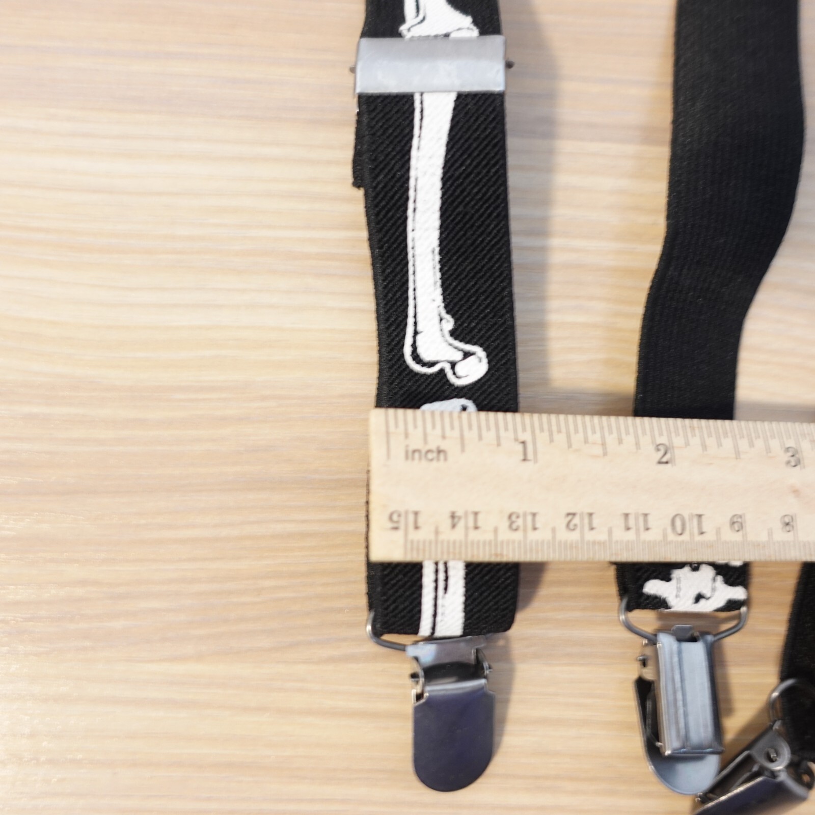 Suspender Boy Black White Clip On Y Back Halloween Bone Goth Adjustable Elastic