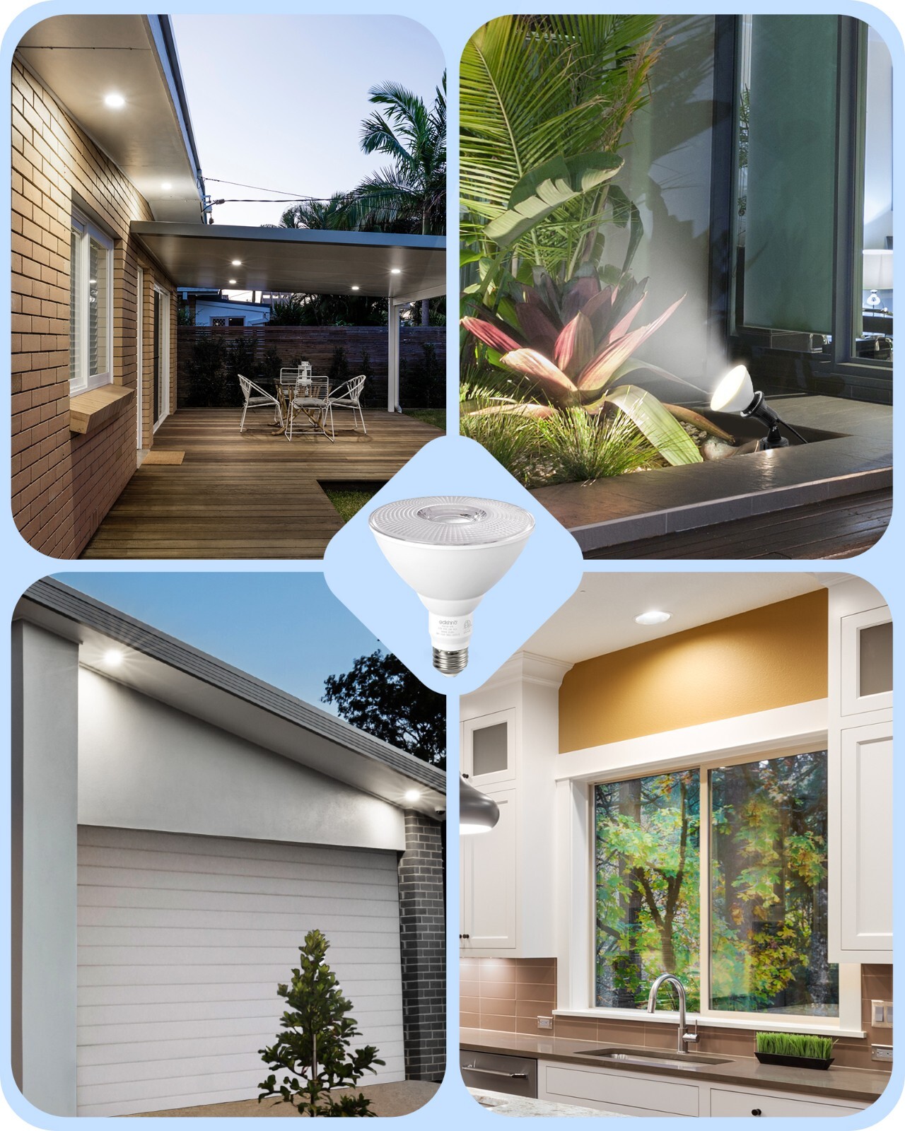 EDISHINE LED PAR38 Flood Light Outdoor Bulb 4 Pack,5000K Daylight 1800LM 18W