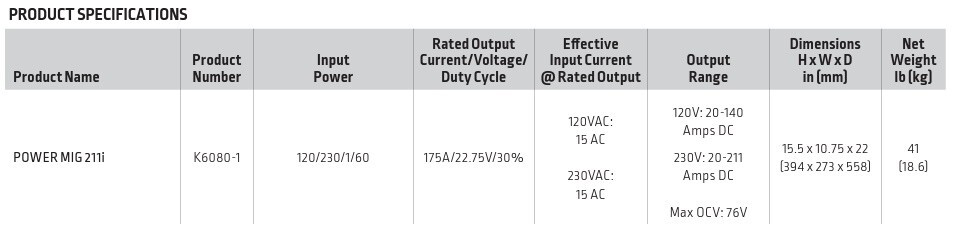Lincoln Power MIG 211i Mig Welder (K6080-1)