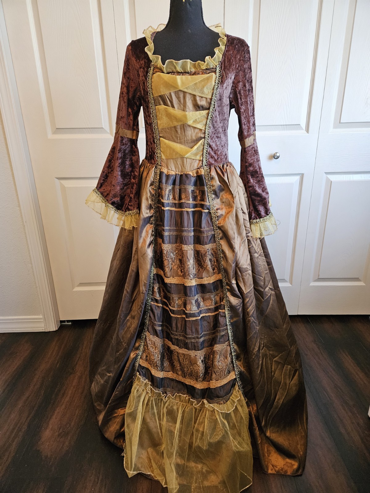 Marie Antoinette Gown Dress Rococo 18th Century rococo brown , Bust 36",colonial