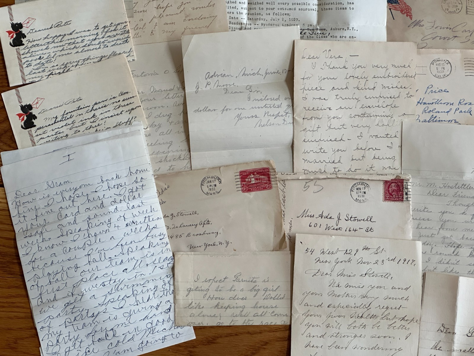 60 Pc. Mixed Correspondence Letter Lot 1885-1940s Vintage & Antique Old US Mail
