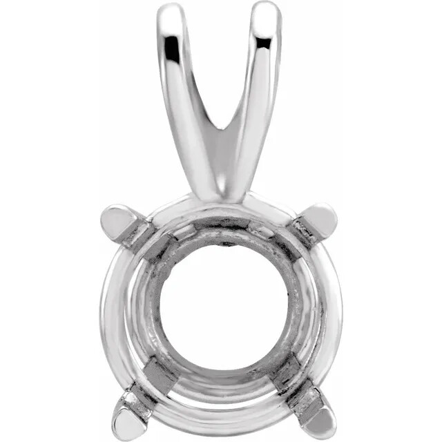 Solid Platinum Round Pendant Pre-Notched Setting Mount 2.5mm-10.5mm