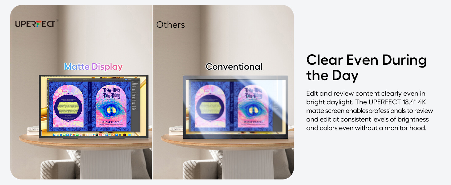 UPERFECT 18" 4K Portable Monitor 3840*2160 Ultra-Slim Screen w/Adjustable Stand