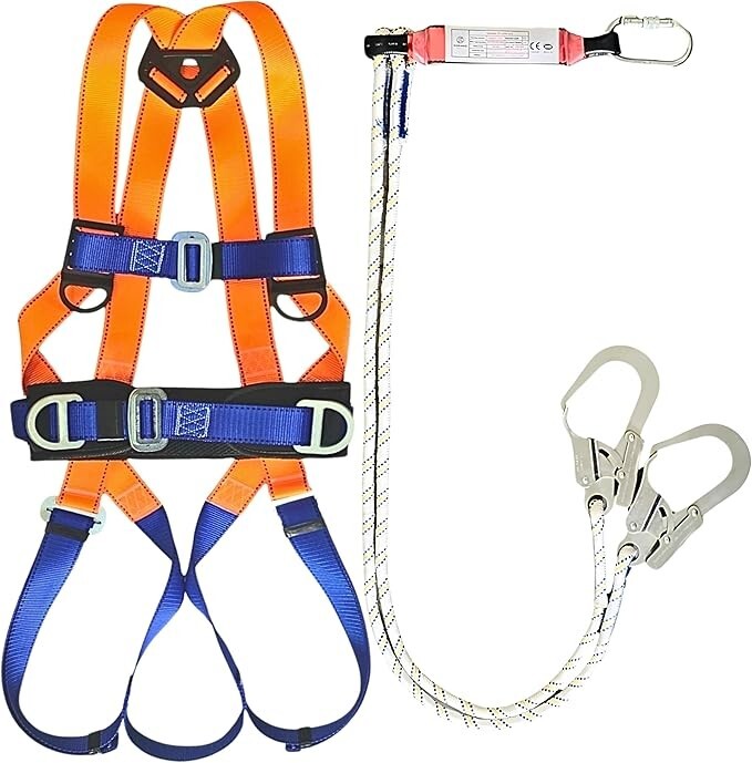 Safety Harness Fall Protection Kit, Full Body Roofing Harness with Lanyard